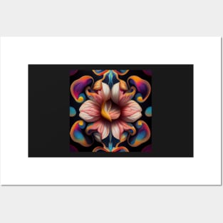 psychedelic flower Posters and Art